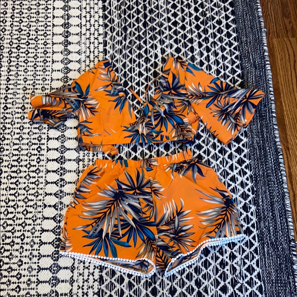 Tropical Orange Two-Piece Set